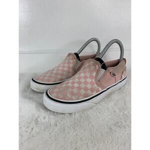 Vans Girls Pink Slip-On Checkered Sneakers Size 3 Missy Youth Shoes